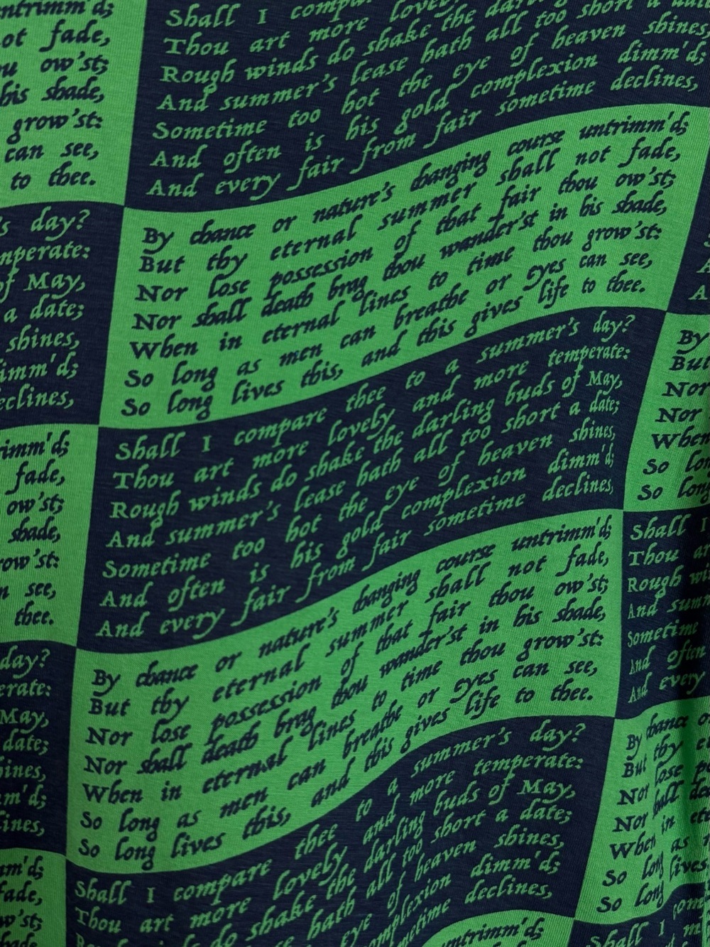 Svaha Shakespeare Sonnet 18 Script Green Organic Cotton Shirt Shift Dress MED - Picture 6 of 7